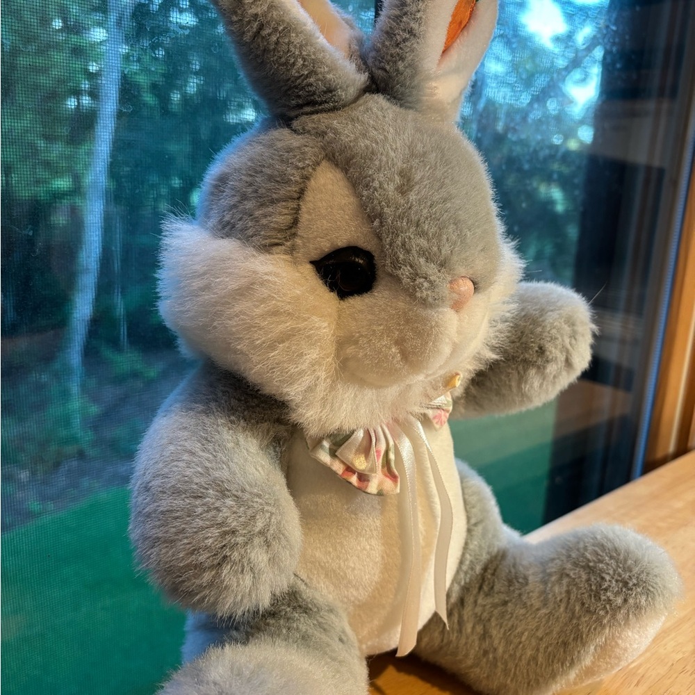 Vintage Gray Bunny Plush - Picture 3 of 9